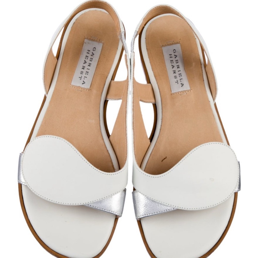 Gabriela Hearst White and Silver Sandals